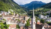 Aerial view of Chur old town, the capital city of Graubünden Canton in Switzerland